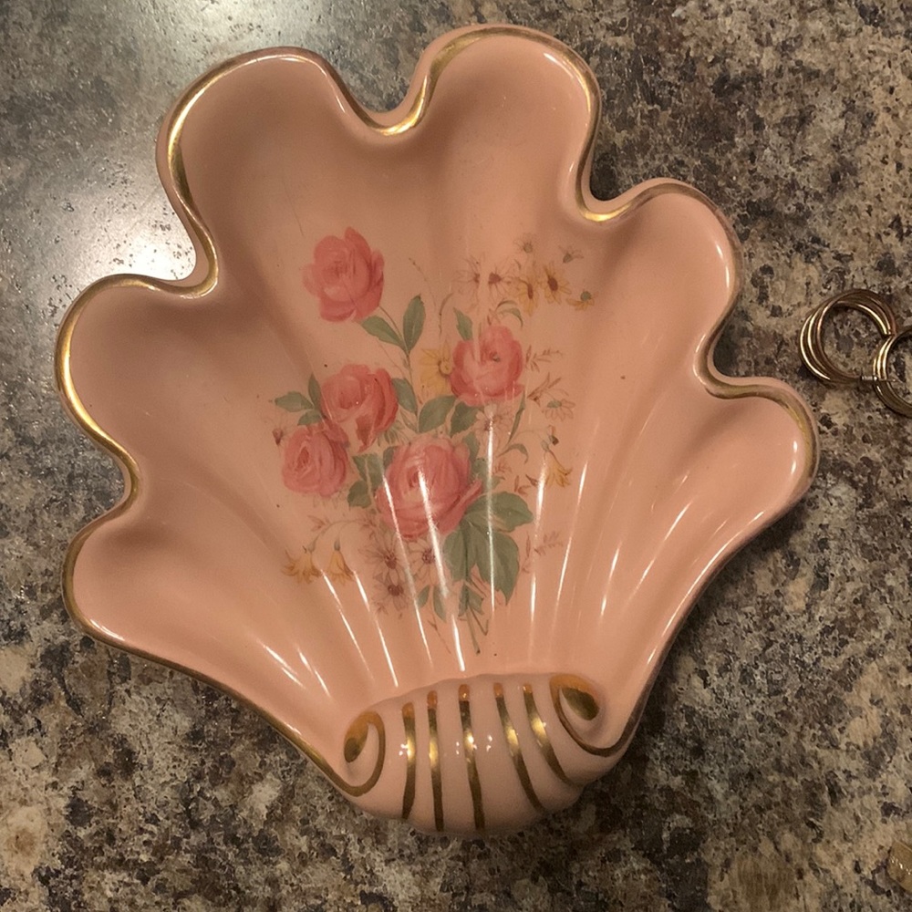 LARGE Pretty coquette style glass jewelry dish